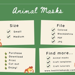Máscara imprimible de gallina / Máscaras de animales para niños / Imprimible para fiestas / Descarga digital de la página para colorear / Kids Craft Imprimible imagen 3
