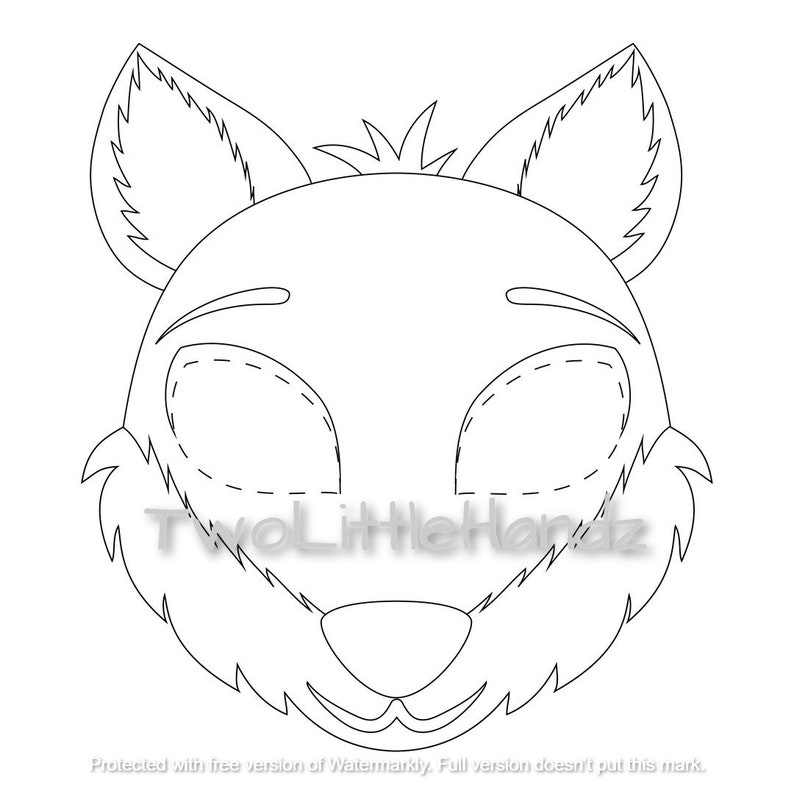 Wolf Printable Mask Animal Masks for Kids Party Printable Coloring Page