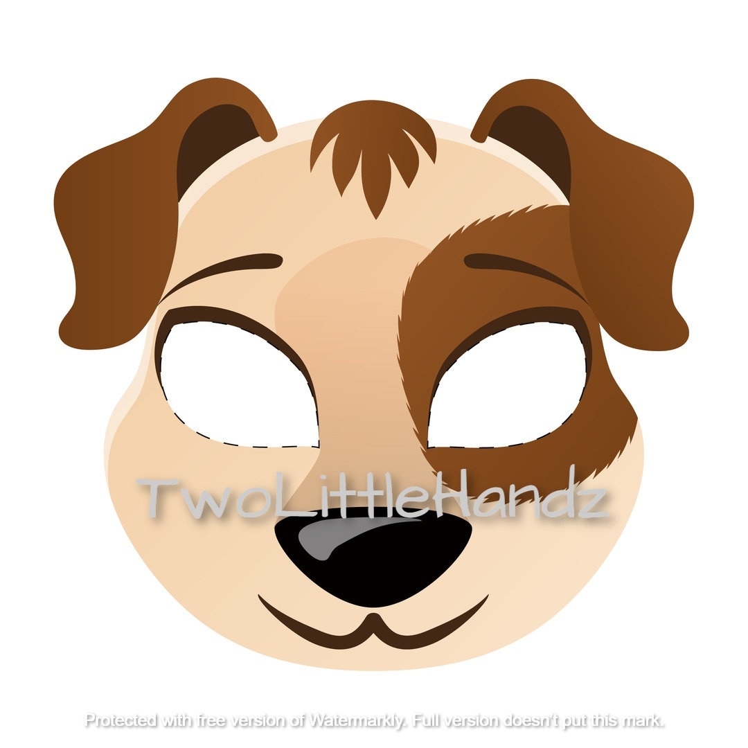 Dog Printable Mask Animal Masks for Kids Party Printable Coloring Page