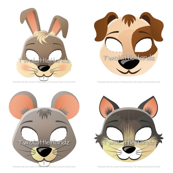 Farm Animal Masks Bundle | Animal Masks for Kids | Bunny | Dog | Mouse | Cat | Party Printable | Kids Craft Printable