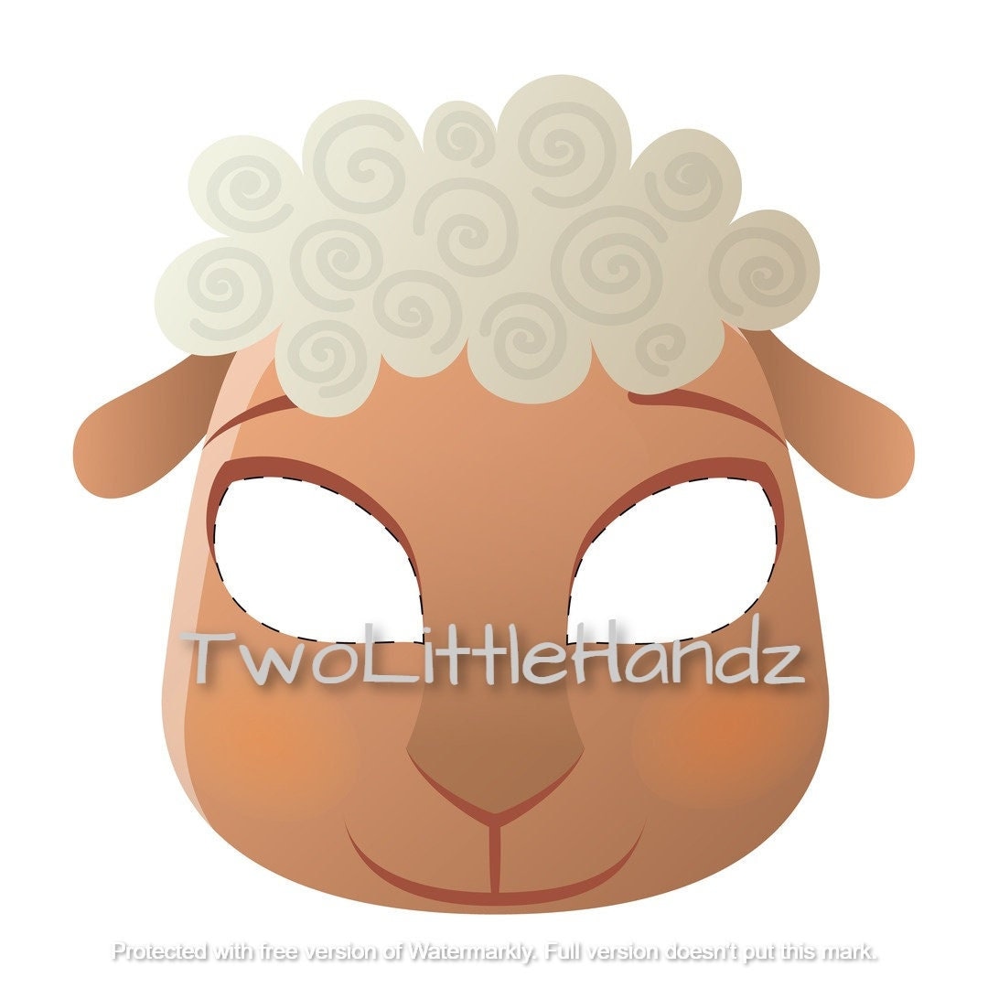Máscara imprimible de oveja / Máscaras de animales para niños / Fiesta