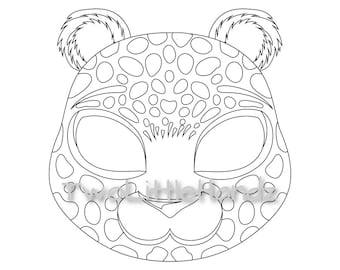 Leopard Printable Mask Animal Masks for Kids Party Printable Coloring Page  Digital Download Kids Craft Printable 