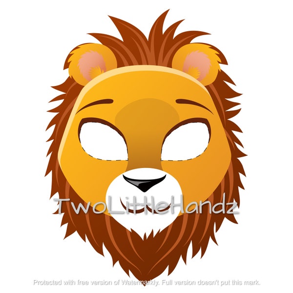 Lion Printable Mask | Animal Masks For Kids | Party Printable | Coloring Page Digital Download | Kids Craft Printable