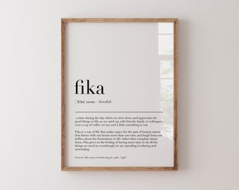 fika definition, etymological dictionary art print, long happy life poster, inspirational, new chapter new home wall printable