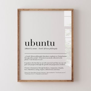 ubuntu definition, etymological dictionary art print reflections, philosophy poster, inspirational, new chapter new home wall printable image 1