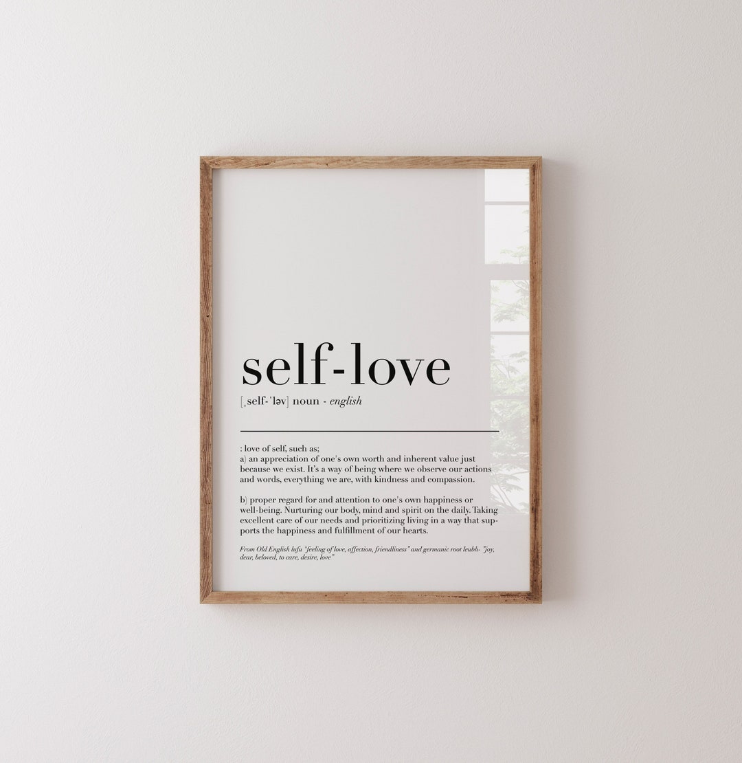 Selflove Definition Etymological Dictionary Art Print Etsy