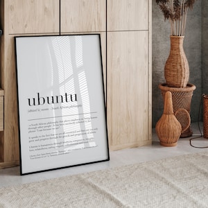 ubuntu definition, etymological dictionary art print reflections, philosophy poster, inspirational, new chapter new home wall printable image 2