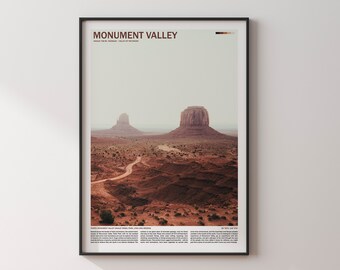 Monument Valley Poster, Utah Travel Guide Print, Arizona, North America, Mitten Buttes, Merrick Butte, Colorado Plateau, Navajo Park, Hopi