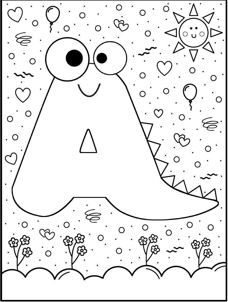 Dinosaur Alphabet Coloring Book for Kids Etsy