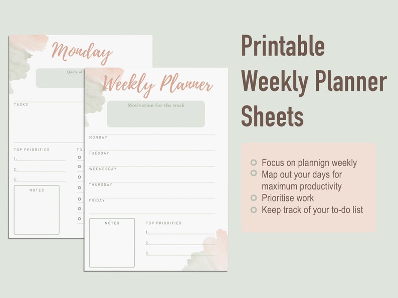 Undated Weekly Planner A4 | Printable Daily Task List (PDF) - Etsy