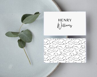 Plantilla minimalista para tarjetas de mesa de boda – Decoración de mesa DIY (Lienzo editable, imprimible)