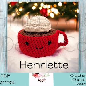 Christmas Tree Decoration Crochet Pattern, Cup of Cocoa with Cream, Easy Crochet Pattern, Christmas Amigurumi, Hot Chocolate Crochet Pattern