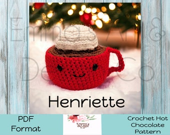 Weihnachtsbaum Dekoration Häkelanleitung, Tasse Kakao mit Sahne, einfache Häkelanleitung, Weihnachten Amigurumi, heiße Schokolade Häkelanleitung