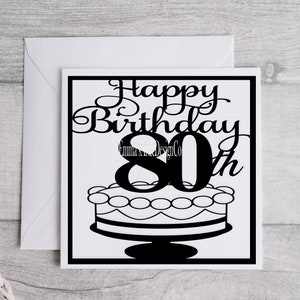 Joyeux anniversaire carte SVG, svg joyeux 80e anniversaire, joyeux anniversaire svg carte d'anniversaire svg, anniversaire couper fichier, téléchargement immédiat, ClipartSvg