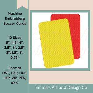 Soccer Referee Cards Embroidery, Football Design, Coaches Gift, Penalty