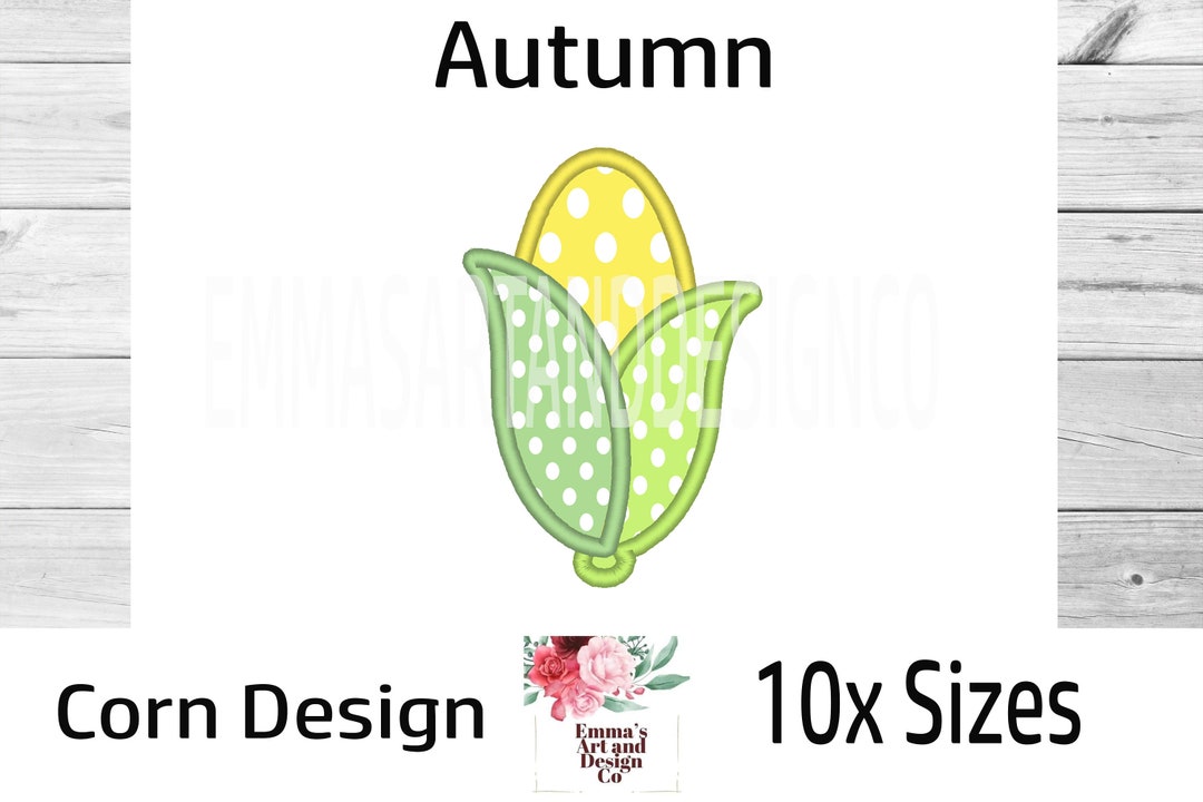 Corn Embroidery Design, Fall Machine Embroidery Design, Corn Applique Design, Autumn Embroidery