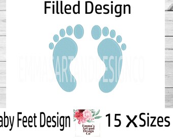 Baby Feet Machine Embroidery Design, Machine Embroidery Baby Feet Design, Babies Feet Design, Baby Footprint Design, 15xSizes, Footprint