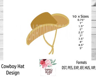 4th of July Embroidery Design, Cowboy Hat Machine Embroidery, Hat Machine Embroidery, Cowboy Machine Embroidery, Mini Cowboy Hat 10 Sizes