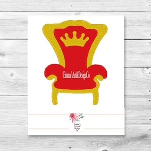 Throne Machine Embroidery Design, Filled throne Machine Embroidery x 3 sizes,  Fairy-Tale Throne Machine Embroidery Design, Fairy-tale chair