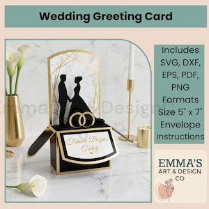 Wedding Box Card SVG Template,  Cricut & Silhouette Cut Files,  Anniversary Keepsake Gift, Digital Design