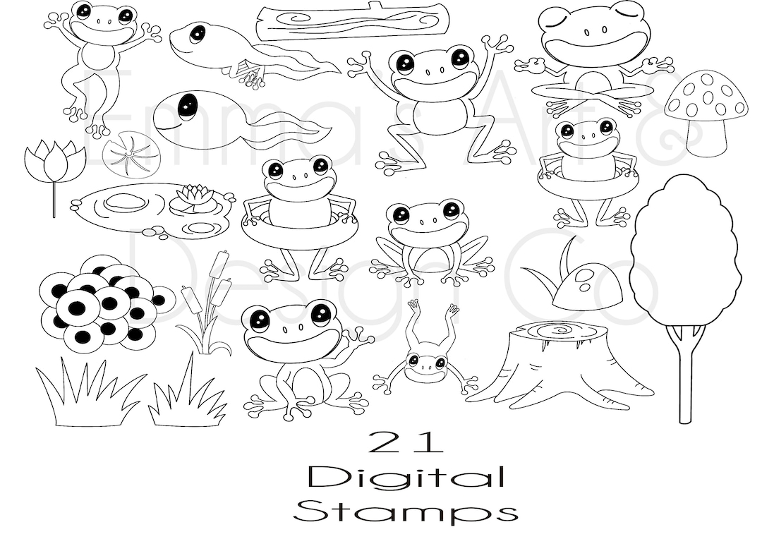 Frog Digital Stamps, Frog PNG Clipart, Frog Clipart Image’s, Digital ...