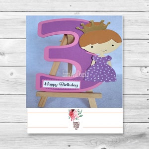 Birthday Card SVG, Happy 3rd Birthday svg, Princess Birthday svg Card, svg 3rd Birthday, Third Birthday Cut File, Princess SVG, Template