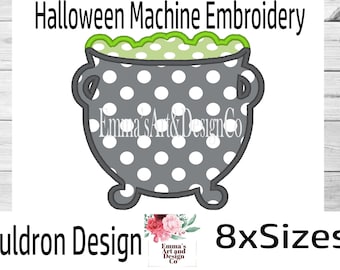 Cauldron Embroidery Design,  Cauldron Embroidery, Halloween Cauldron Embroidery Design, Machine Embroidery Applique, Cauldron, 8 Sizes