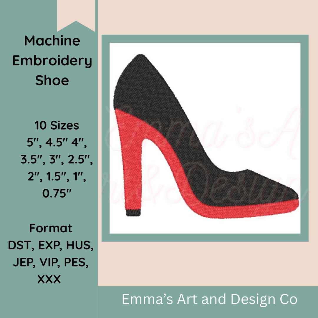High Heel Shoe Embroidery Design, Stiletto Fashion File for Clothes ...