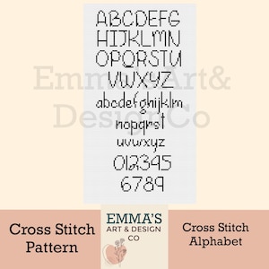 Modernes Kreuzstichmuster, Alphabet, Großbuchstaben, DIY Stickmuster, sofortiger Download, ausgefallenes Alphabet, zierliche Buchstaben