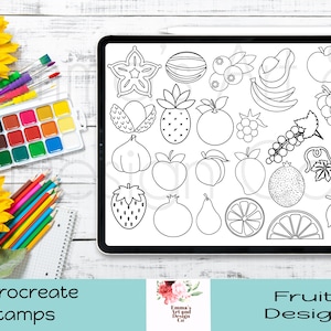 26 francobolli Fruit Procreate, pennelli Fruit Procreate, timbri Procreate, set di pennelli Procreate, pennelli per iPad, pacchetto di timbri, Procreate Fruit