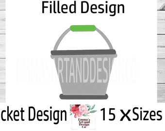 Bucket Machine Embroidery Design,  Machine Embroidery Bucket Design, Bucket Embroidery Design, Garden, 15 x Sizes, Gardening Embroidery Pail