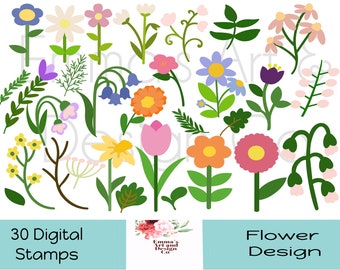 Flower Digital Stamps, Flower PNG Clipart, Floral Clipart Image’s, Digital Clipart, Flower Illustration, Mothers Day Clipart, Floral Design