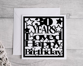 Biglietto di auguri per il 30° compleanno SVG, file di taglio Cricut (download digitale)