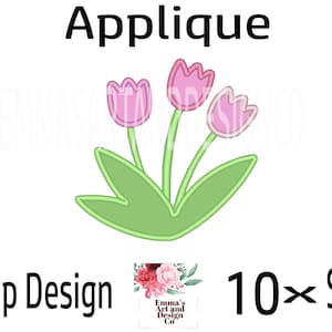 Design de bordado de máquina de tulipa, design de tulipa de bordado de máquina, aplique de tulipa, bordado de máquina de flor, flor de bordado de máquina