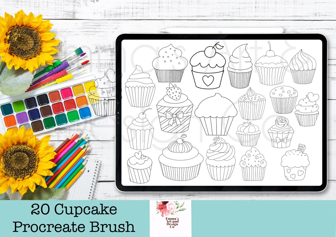 20 Cupcake Procreate Stamps, Procreate Brushes, Procreate Brush, Procreate Brush Set, Brushes