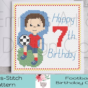 Football, motif point de croix, 7e anniversaire, point de croix, motif football, carte football, point de croix