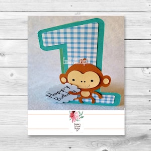 Verjaardagskaart SVG, Happy 1e verjaardag SVG, Twin verjaardag SVG-kaart, SVG 1e verjaardag, eerste verjaardag gesneden bestand, gratis papier, Monkey SVGSvg