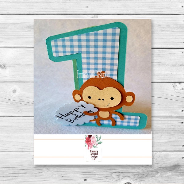 Birthday Card SVG, Happy 1st Birthday svg, Twin Birthday svg Card, svg 1st Birthday, First Birthday Cut File, Free Paper, Monkey SVGSvg