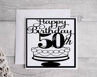 Happy Birthday Card SVG, Happy 50th Birthday svg, Happy Birthday svg Birthday Card svg, Birthday Cut File, Instant Download, ClipartSvg