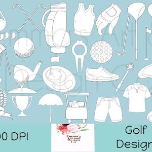 Golf Digital Stamps, Golf PNG Clipart, Golf Clipart Image’s, Digital Clipart, Sport Digital Stamps, Sport PNG, Graphics