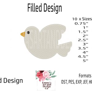 Dove Embroidery Design, Dove Filled Stitch, Bird Embroidery Design, Peace Embroidery Design, Bird Peace Design, Dove Bird, Easter 10 x sizes