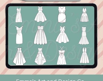 Dress Silhouette Stamps – Procreate Fashion Illustration Brushes (Digital Download)