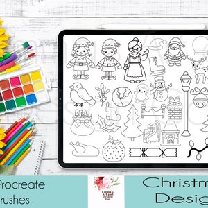 30 Sellos Procreate de Navidad, Pinceles Procreate de Navidad, Conjunto de Pinceles Procreate, Pinceles para IPad, Paleta Procreate, Paleta de Colores Gratis