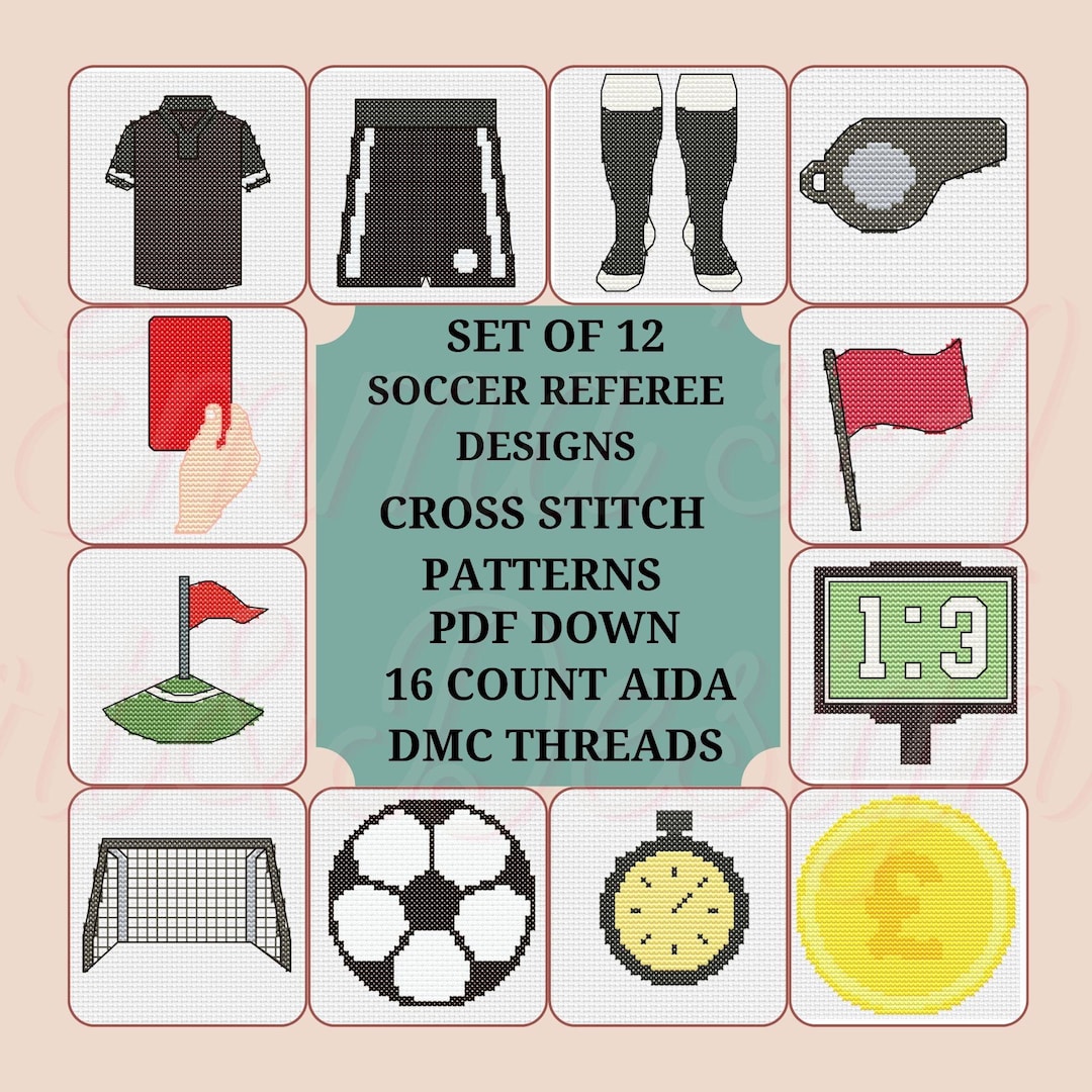 Referee Pattern Soccer Referee Cross Stitch Patterns, Sports Icon Set, Football PDF ...