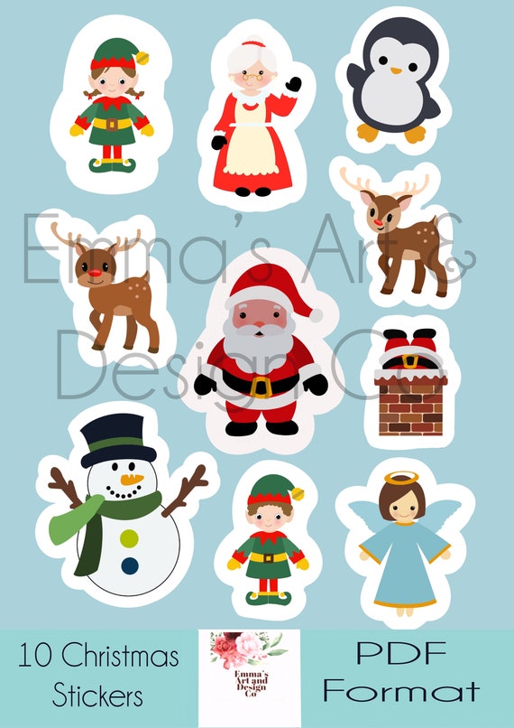 Christmas Stickers, Printable Christmas Gift Stickers, Download