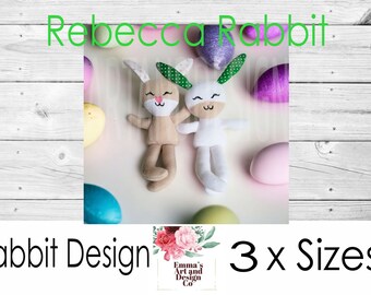 ITH Bunny Rabbit Toy Machine Embroidery Design, In The Hoop Bunny, Easter Bunny, ITH Bunny Rabbit, ITH Embroidery Design, 4x4 5x7 10x6 Hoops