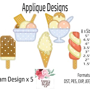 Ice Cream Embroidery Design, Cone Machine Embroidery, Ice Cream Cone Machine Embroidery, BBQ Machine Embroidery, Ice Cream Applique 8 Sizes