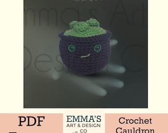 Halloween Crochet Pattern, Cauldron, Crochet Cauldron, Crochet Halloween Decor, Amigurumi Cauldron Pattern, Halloween Amigurumi, Plushie