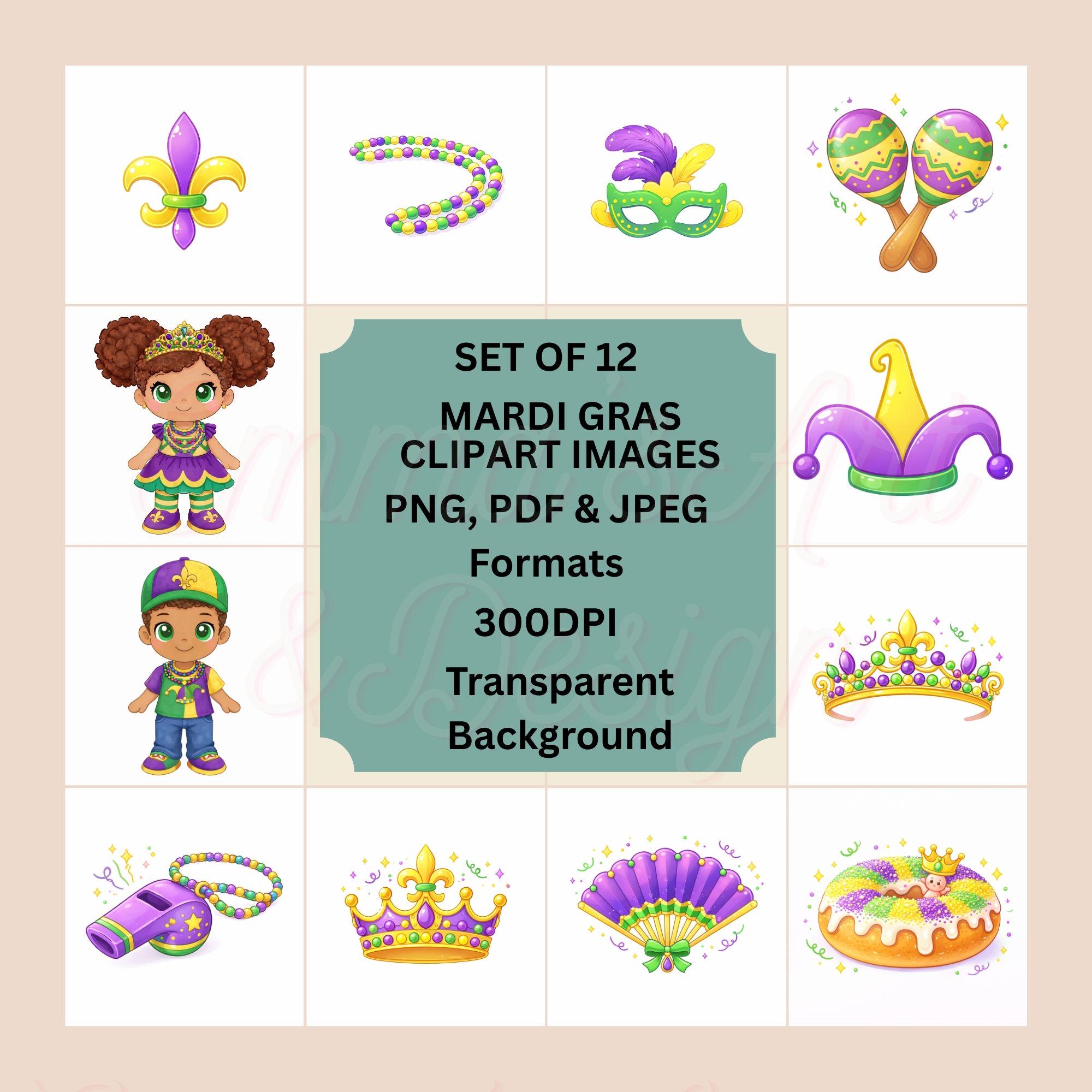 Mardi Gras Clipart Bundle PNG JPG PDF - Etsy