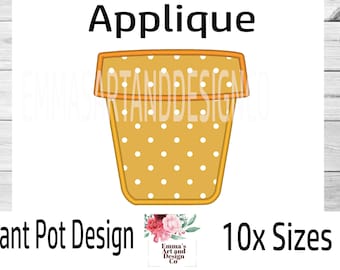 Machine Embroidery Design, Embroidery Designs, Embroidery, Embroidery Patterns, Embroidery Files, Plant Pot Design Plant Pot Applique Design